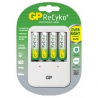 GP Recyko φορτιστής με 4 επαναφορτιζόμενες μπαταρίες AA 2100 series